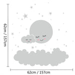 Adesivo da parete decorazione camera bambini nuvola stella luna, 62cm x 62cm, 157cm x 157cm