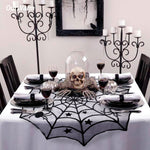 Decorazione per tovaglia con ragnatela di pizzo nero per feste di Halloween, 2 pezzi, 102x102CM