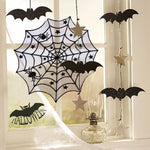 Decorazione per tovaglia con ragnatela di pizzo nero per feste di Halloween, 2 pezzi, 102x102CM