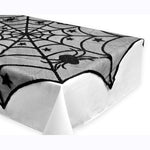 Decorazione per tovaglia con ragnatela di pizzo nero per feste di Halloween, 2 pezzi, 102x102CM