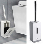 MENGNI Kit di pulizia per bagno con scatola porta scopino per WC con manico lungo con aspirazione