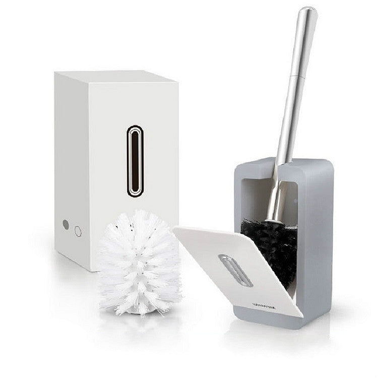 MENGNI Kit di pulizia per bagno con scatola porta scopino per WC con manico lungo con aspirazione
