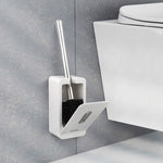 MENGNI Kit di pulizia per bagno con scatola porta scopino per WC con manico lungo con aspirazione