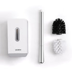 MENGNI Kit di pulizia per bagno con scatola porta scopino per WC con manico lungo con aspirazione