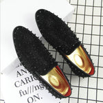 Scarpe basse da uomo con punta a punta nera con strass rivetti, 38, 39, 40, 41, 42, 43, 44