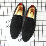 Scarpe basse da uomo con punta a punta nera con strass rivetti, 38, 39, 40, 41, 42, 43, 44