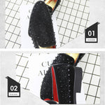 Scarpe basse da uomo con punta a punta nera con strass rivetti, 38, 39, 40, 41, 42, 43, 44