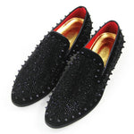 Scarpe basse da uomo con punta a punta nera con strass rivetti, 38, 39, 40, 41, 42, 43, 44