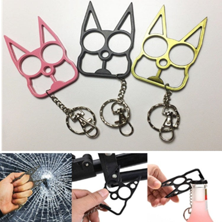 La fibbia multifunzionale per autodifesa esterna a doppio dito può rompere la finestra, consegna casuale dei colori, Self-defense Double Finger Buckle