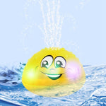 Giocattolo da bagno per bambini, giocattolo da bagno d'acqua, per bambini, con irrigatore a induzione elettrica, con luce e musica, Red, Yellow, Red with Base, Yellow with Base