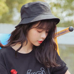 Cappello da pescatore indossabile fronte-retro in cotone tinta unita per donna, L, XL, XXL