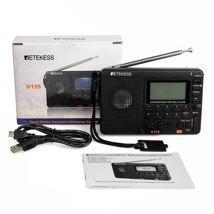 Retekess V-115 Radio a banda intera FM AM Lettore MP3 portatile, V-115