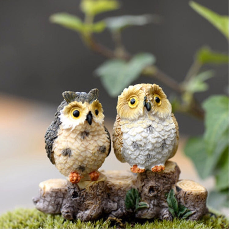 2 pezzi di muschio micro paesaggio creativo resina mini gufo ornamento, consegna colore casuale, Micro Landscape Owl