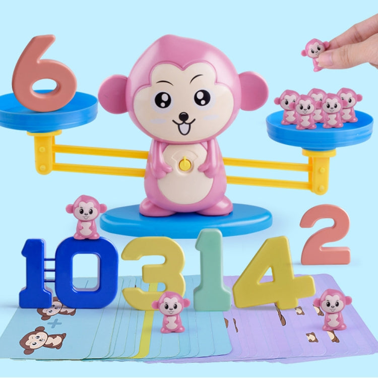 Giocattoli educativi per la matematica per bambini con scala di equilibrio della scimmia, Monkey Pink, Monkey Brown