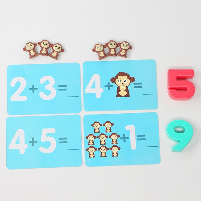 Giocattoli educativi per la matematica per bambini con scala di equilibrio della scimmia, Monkey Pink, Monkey Brown
