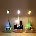 Lampada da scrivania creativa multifunzionale per protezione degli occhi a LED per camera da letto con ricarica USB per studenti, With Fan, Without Fan