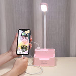 Lampada da scrivania creativa multifunzionale per protezione degli occhi a LED per camera da letto con ricarica USB per studenti, With Fan, Without Fan