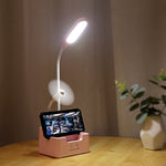 Lampada da scrivania creativa multifunzionale per protezione degli occhi a LED per camera da letto con ricarica USB per studenti, With Fan, Without Fan