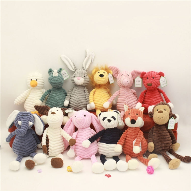 Bambola animale di peluche a strisce Bambola animale creativa, Monkey 15cm, Fox 15cm, Panda 15cm, Elephant 15cm, Dog 15cm, Pig 15cm, Lion 15cm, Gray Rabbit 15cm, Pink Rabbit 15cm, Rhinoceros 15cm, Duck 15cm, Bear 15cm, Monkey 33cm, Fox 33cm, Panda 33cm...