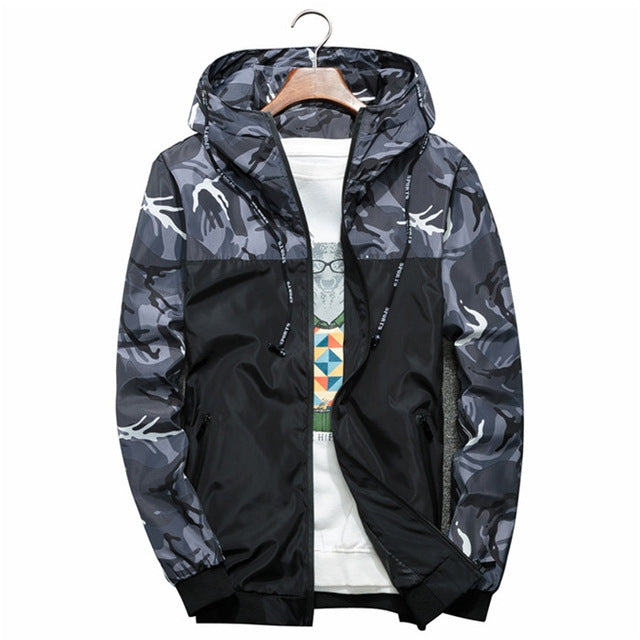 Giacca bomber da uomo sottile sottile manica lunga mimetica giacche militari con cappuccio, M, L, XL, XXL, XXXL