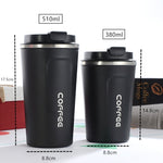 Tazza termica da viaggio per tazza termica per auto con doppia tazza da caffè in acciaio inossidabile 304, 380ml White, 380ml Black, 380ml Green, 380ml Blue, 380ml Pink, 510ml White, 510ml Black, 510ml Green, 510ml Blue, 510ml Pink