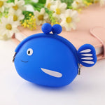 Portamonete in silicone con mini simpatico pesce, cartone animato creativo