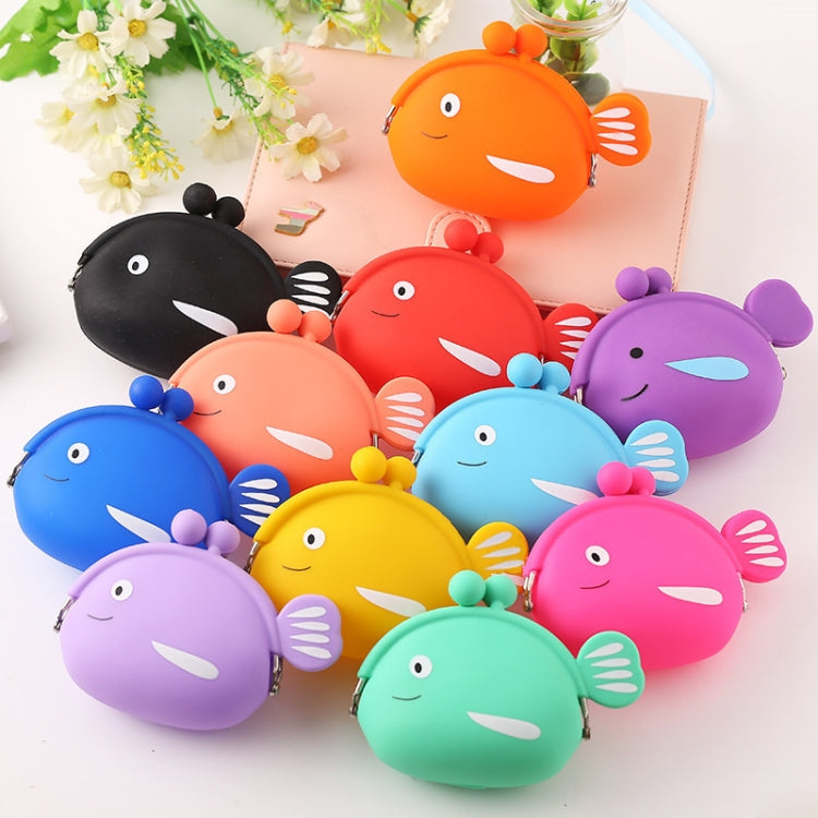 Portamonete in silicone con mini simpatico pesce, cartone animato creativo