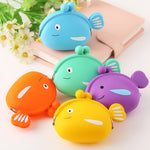 Portamonete in silicone con mini simpatico pesce, cartone animato creativo