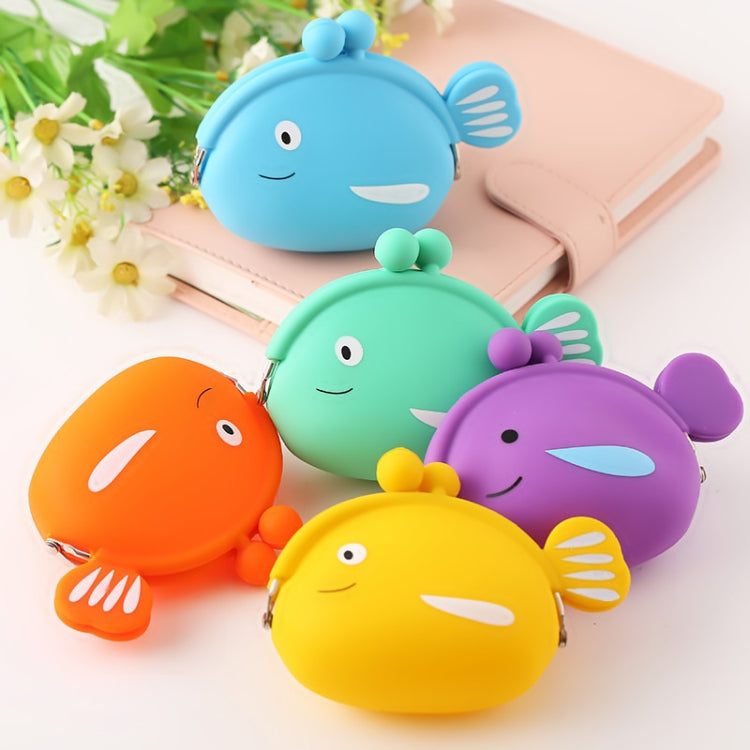 Portamonete in silicone con mini simpatico pesce, cartone animato creativo