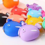 Portamonete in silicone con mini simpatico pesce, cartone animato creativo