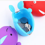 Portamonete in silicone con mini simpatico pesce, cartone animato creativo