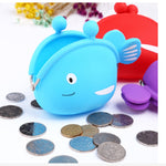 Portamonete in silicone con mini simpatico pesce, cartone animato creativo