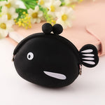 Portamonete in silicone con mini simpatico pesce, cartone animato creativo