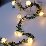 Decorazione solare della ghirlanda della stringa della luce della vite del fiore della rosa del rattan della foglia verde di simulazione solare, 3m 20 LEDs, 4.5m  30 LEDs, 5m  50 LEDs, 10m 100 LEDs