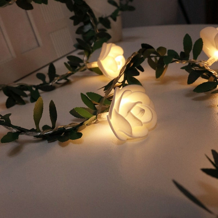 Decorazione solare della ghirlanda della stringa della luce della vite del fiore della rosa del rattan della foglia verde di simulazione solare, 3m 20 LEDs, 4.5m  30 LEDs, 5m  50 LEDs, 10m 100 LEDs