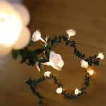 Decorazione solare della ghirlanda della stringa della luce della vite del fiore della rosa del rattan della foglia verde di simulazione solare, 3m 20 LEDs, 4.5m  30 LEDs, 5m  50 LEDs, 10m 100 LEDs