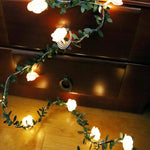 Decorazione solare della ghirlanda della stringa della luce della vite del fiore della rosa del rattan della foglia verde di simulazione solare, 3m 20 LEDs, 4.5m  30 LEDs, 5m  50 LEDs, 10m 100 LEDs