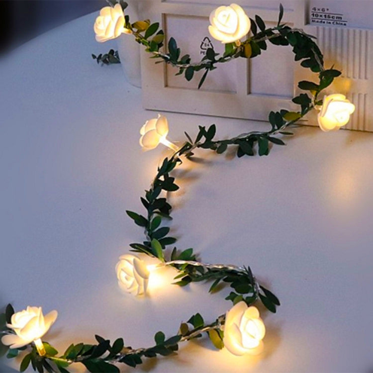 Decorazione solare della ghirlanda della stringa della luce della vite del fiore della rosa del rattan della foglia verde di simulazione solare, 3m 20 LEDs, 4.5m  30 LEDs, 5m  50 LEDs, 10m 100 LEDs