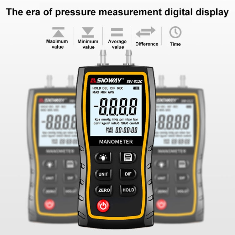 SNDWAY SW512 Tester digitale di pressione differenziale positiva e negativa ad alta precisione