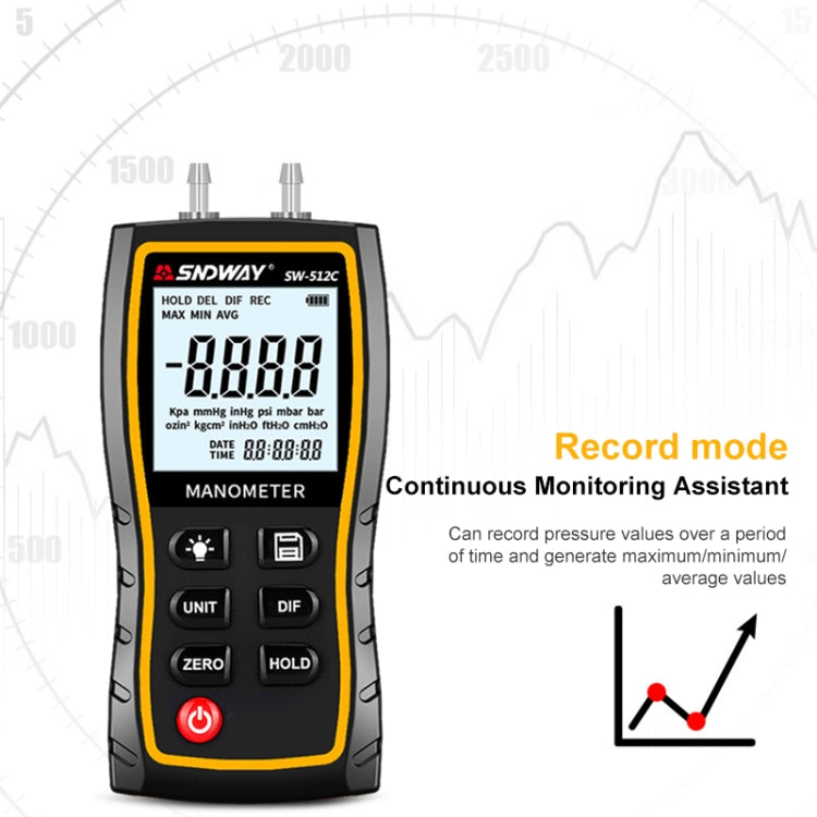 SNDWAY SW512 Tester digitale di pressione differenziale positiva e negativa ad alta precisione