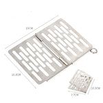 Accessori da picnic per barbecue portatili con rete per barbecue pieghevole in acciaio inossidabile, S 15x10.3CM, M 22.6x15.8CM, L 35.8x20CM