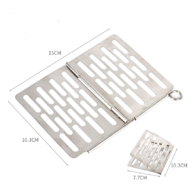 Accessori da picnic per barbecue portatili con rete per barbecue pieghevole in acciaio inossidabile, S 15x10.3CM, M 22.6x15.8CM, L 35.8x20CM