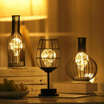 Lampada da tavolo a LED in stile retrò classico in ferro Lampada da lettura Lampada da lettura Luce notturna Lampada da camera Illuminazione da scrivania Decorazione della casa, Red Wine Glass, Red Wine Bottle, Wake up Bottle, Separate Jug             ...