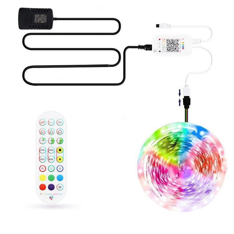 Tuta Bluetooth Smart Music Sound Control Striscia luminosa Non impermeabile 5050 RGB Striscia luminosa a LED con atmosfera colorata con telecomando a 24 tasti, 20M 360 LEDs, 30M 540 LEDs