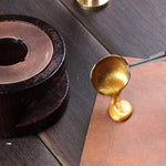 Manico in legno Sigillo in ottone Cucchiaio per cera Strumento per sciogliere la ceralacca Conto a mano Cucchiaio per vernice antincendio in acciaio inossidabile, Stainless Steel Spoon, Rose Gold Spoon, Straight Round Wooden Spoon, Big with Black Handle