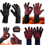 Guanti da griglia per barbecue resistenti al calore e alle alte temperature, resistenti al fuoco, Black ==, Red BBQ, Red Horizontal Stripes, Red Torch