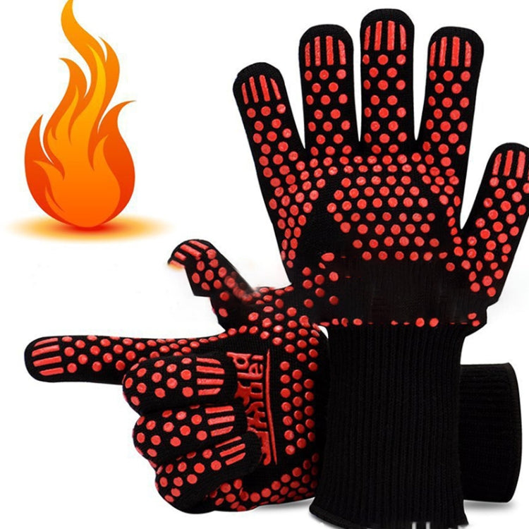 Guanti da griglia per barbecue resistenti al calore e alle alte temperature, resistenti al fuoco, Black ==, Red BBQ, Red Horizontal Stripes, Red Torch
