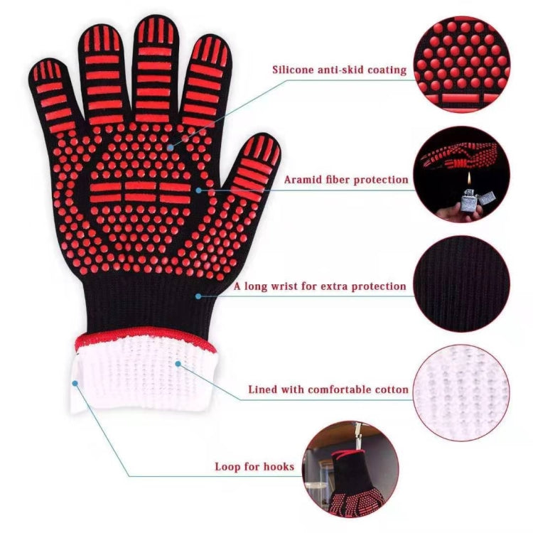 Guanti da griglia per barbecue resistenti al calore e alle alte temperature, resistenti al fuoco, Black ==, Red BBQ, Red Horizontal Stripes, Red Torch