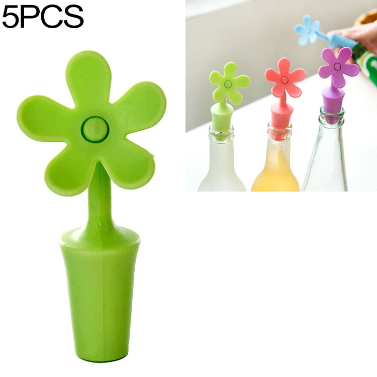 Tappo per birra con fiore in silicone per vino da 5 pezzi, 5 PCS Flower Shape(Green), 5 PCS Flower Shape(Purple), 5 PCS Flower Shape(Red), 5 PCS Flower Shape(Blue)
