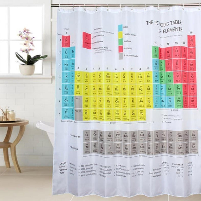Tavola periodica della doccia Tenda da doccia in poliestere stampato antimuffa impermeabile, Shower Curtain, Size: 180x180cm
